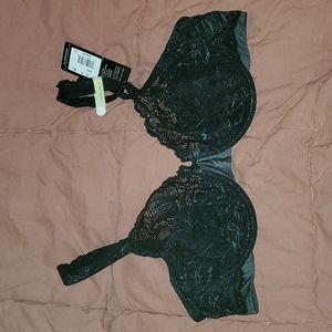 Black and gray lace bra